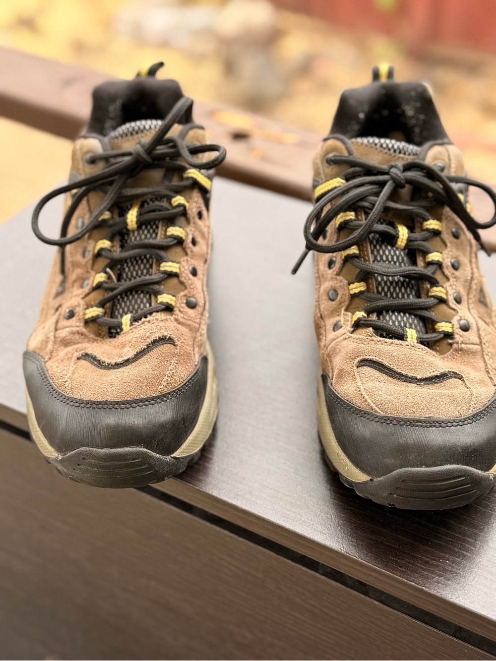 Cherokee Hiking Shoes Brown Suede Trail Outdoor Sneakers Lace Up Rugged Grip Men